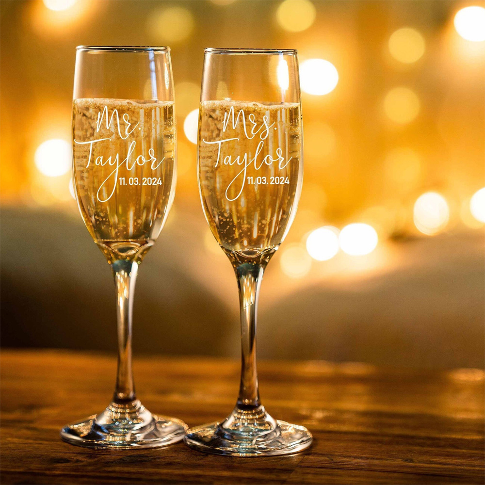 Champagne Flute Pair - Flety do szampana spersonalizowane, ślubne flety